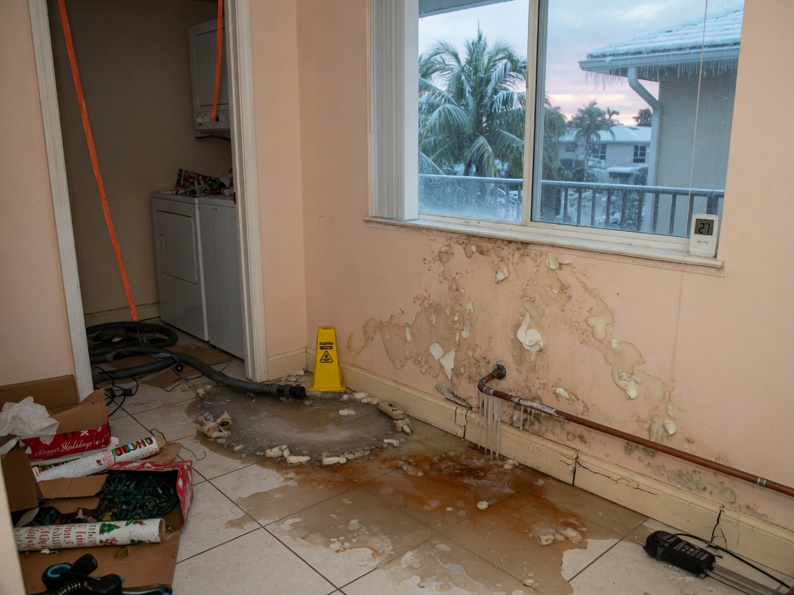 Signs of Pipe Burst Damage During Rare Coral Springs Cold Snaps